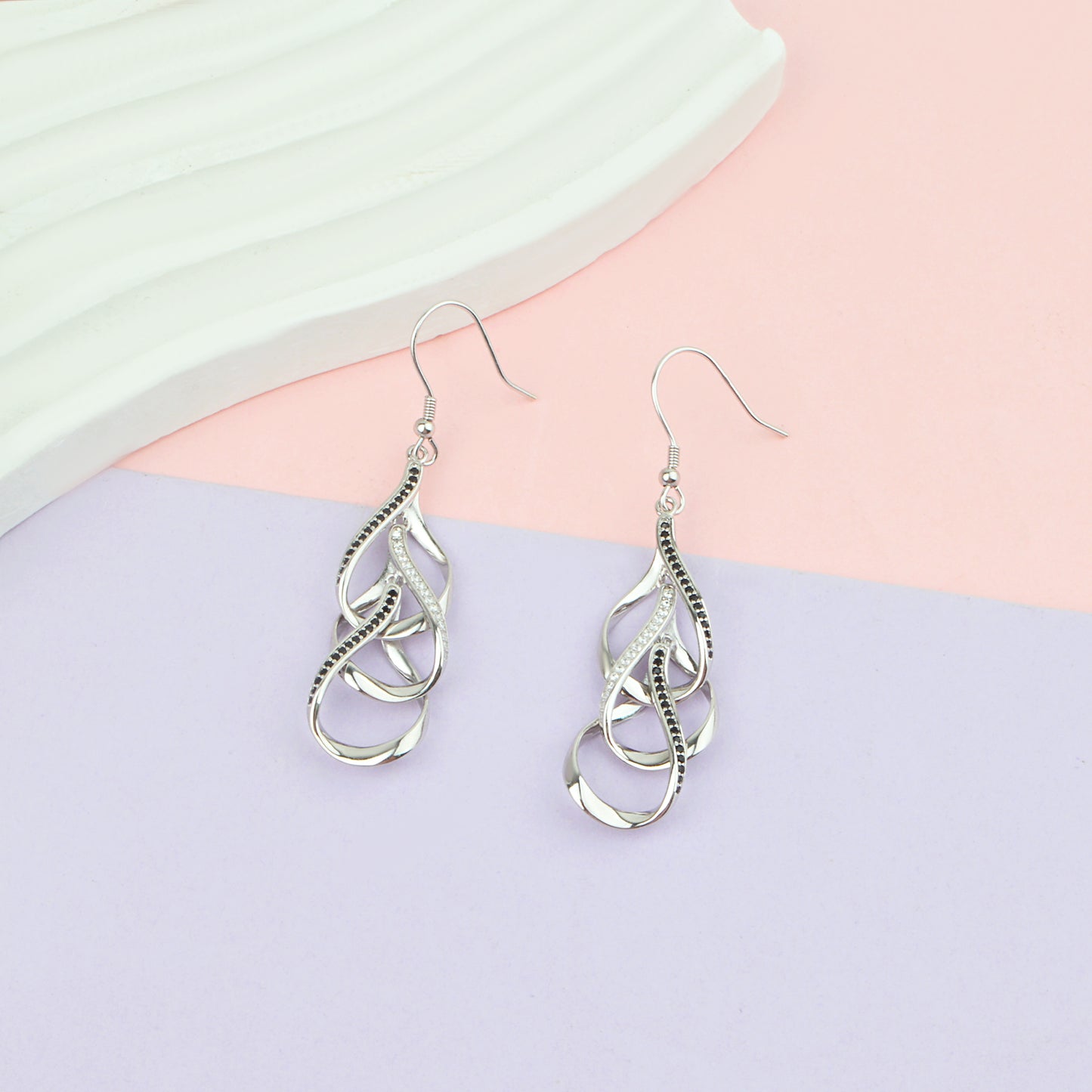 Sterling Silver Earrings for Women Three Layers Dangle Silver Earrings Holiday and Birthday Gifts for Women and Her