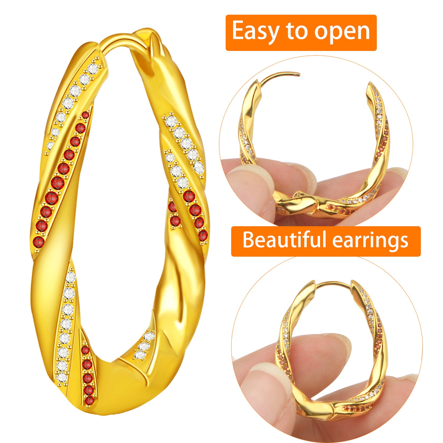 Gold Hoop Earrings for Women Chunky Gold Hoop Earrings for Women Great Birthday Gifts for Mother Wife Girlfriend Women